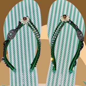 Boho Chic Women's Flip Flops, Bridal Shoes, Wedding Sandals, Flower Girl, Beach